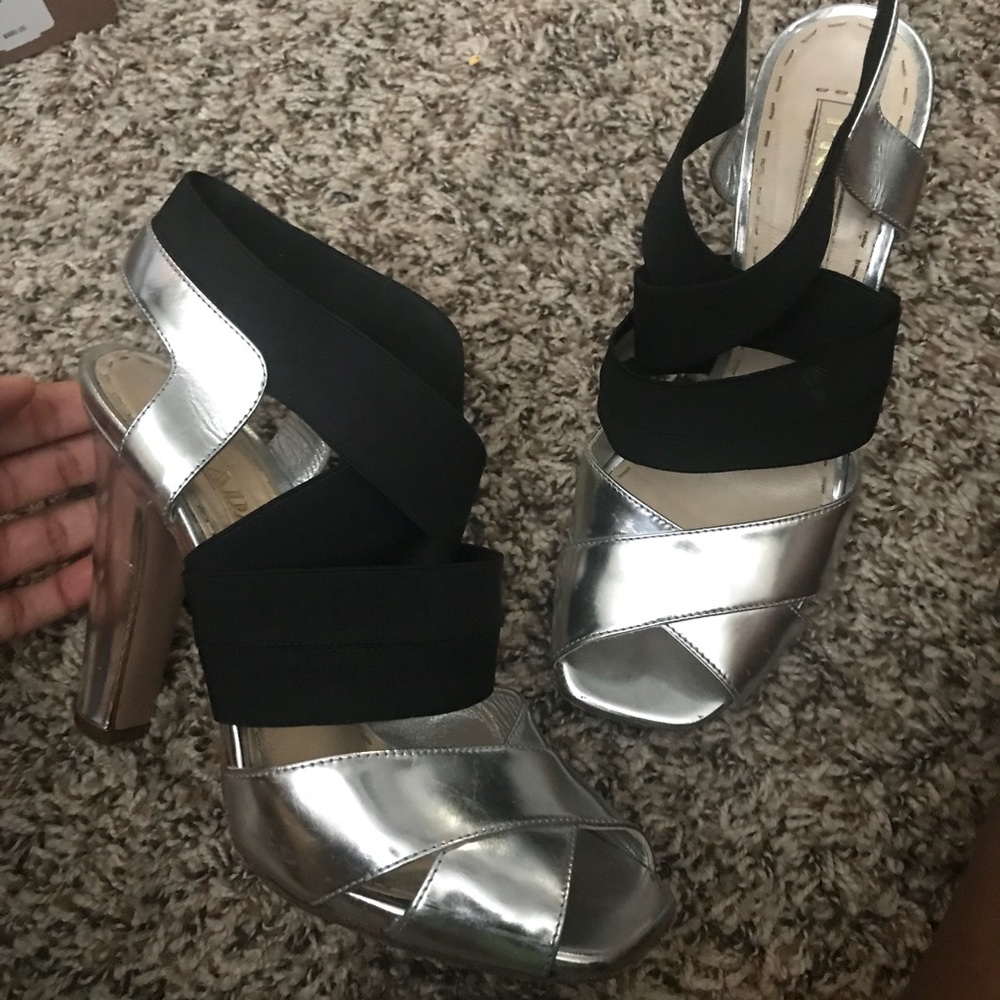 Silver Prada Heels